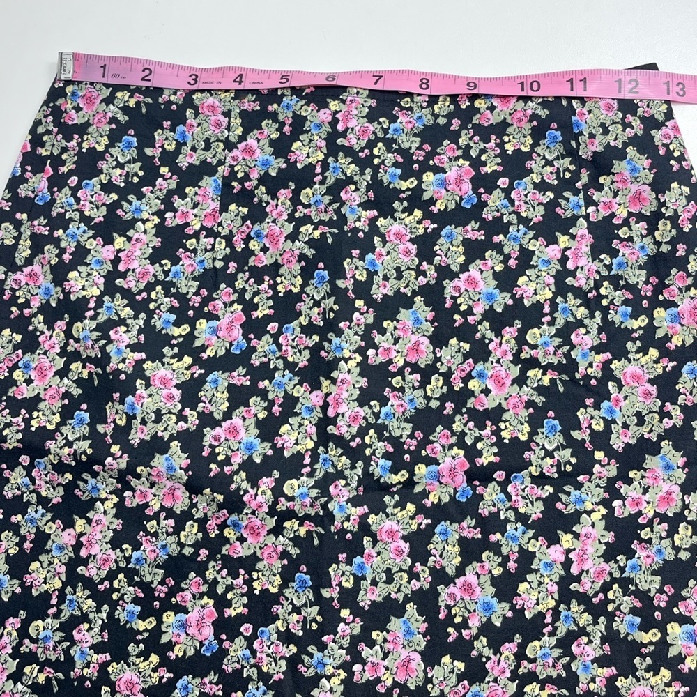 Vintage Blue skirt size 3 dark floral mini skirt black pink blue green yellow - Picture 2 of 12